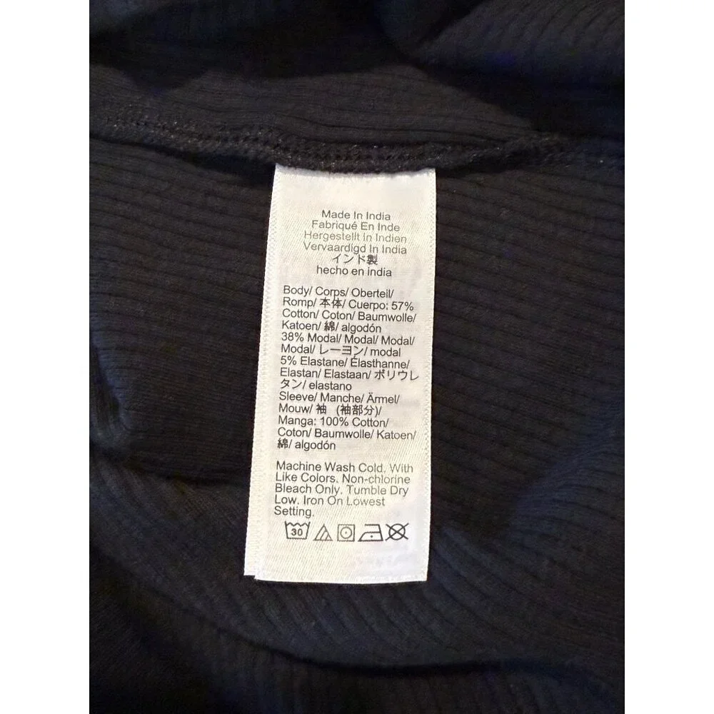 J. Crew Women's Vintage Rib Bubble Sleeve Tee Black Stretch XXS NWT
